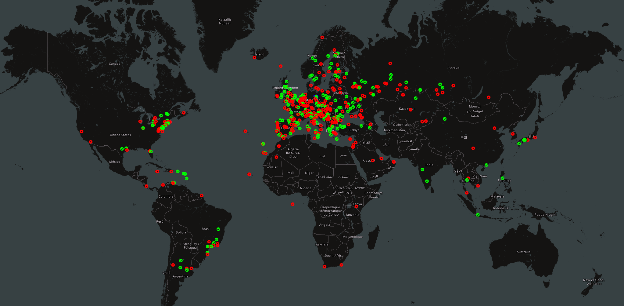 Karte mit allen CQWW Kontakten