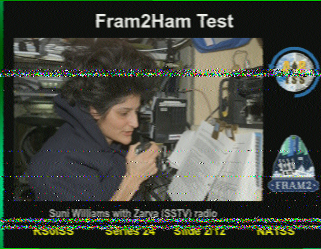 Suni Williams im Zarya-Modul der ISS, Observation: https://network.satnogs.org/observations/11089951/